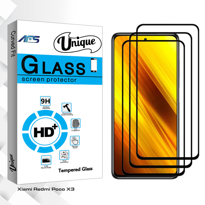محافظ صفحه نمایش سرامیکی ای اف اس مدل Unique Glass مناسب برای گوشی موبایل شیائومی Redmi Poco X3 بسته سه عددی