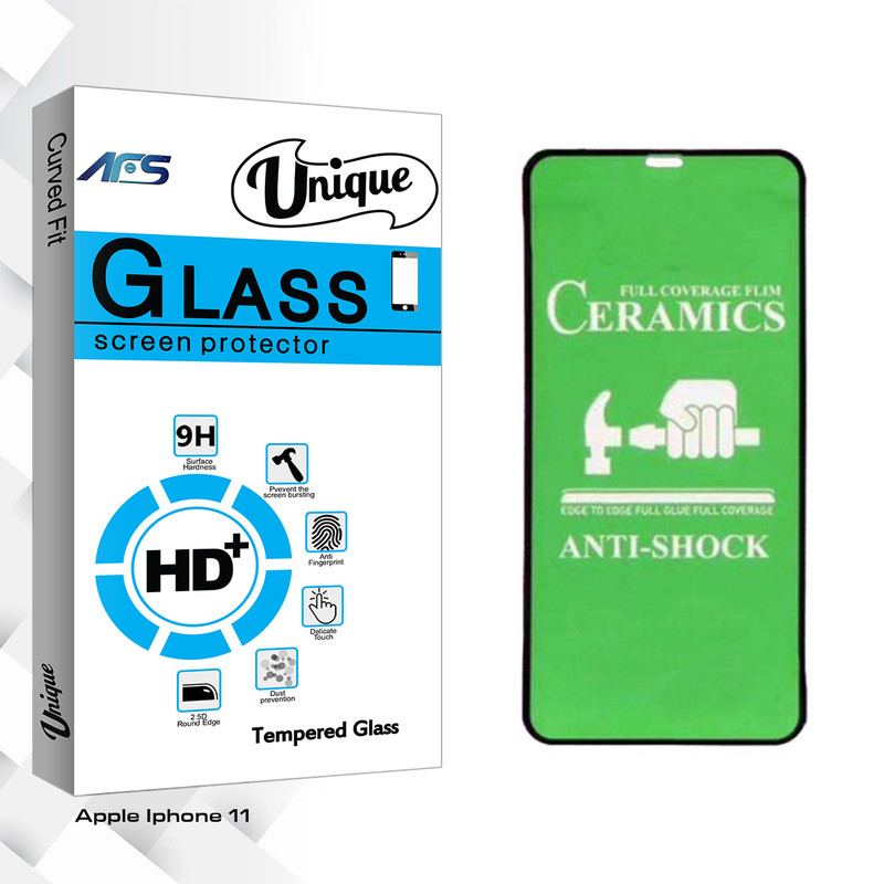 محافظ صفحه نمایش سرامیکی ای اف اس مدل Unique Glass مناسب برای گوشی موبایل اپل Iphone 11