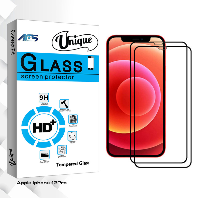 محافظ صفحه نمایش سرامیکی ای اف اس مدل Unique Glass مناسب برای گوشی موبایل اپل Iphone 12Pro بسته دو عددی