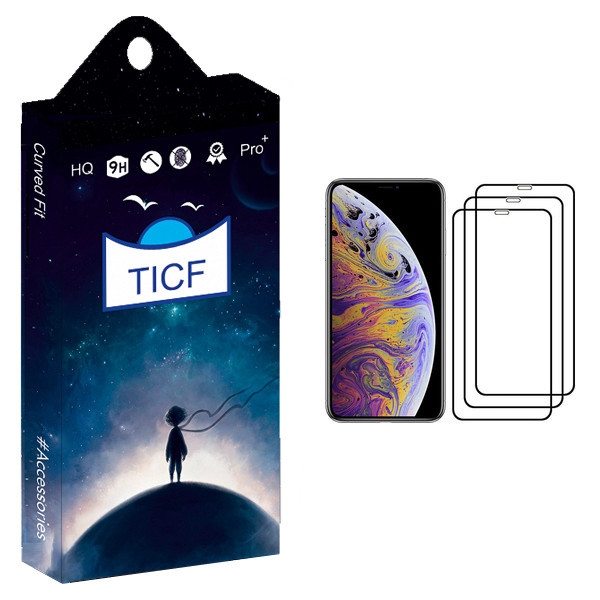 محافظ صفحه نمایش تی ای سی اف مدل +HD مناسب برای گوشی موبایل اپل iPhone XS Max بسته سه عددی