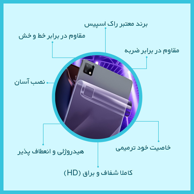 محافظ صفحه نمایش شفاف راک اسپیس مدل Hygel مناسب برای تبلت سامسونگ Galaxy Tab A 8.0 (2019) به همراه محافظ پشت تبلت
