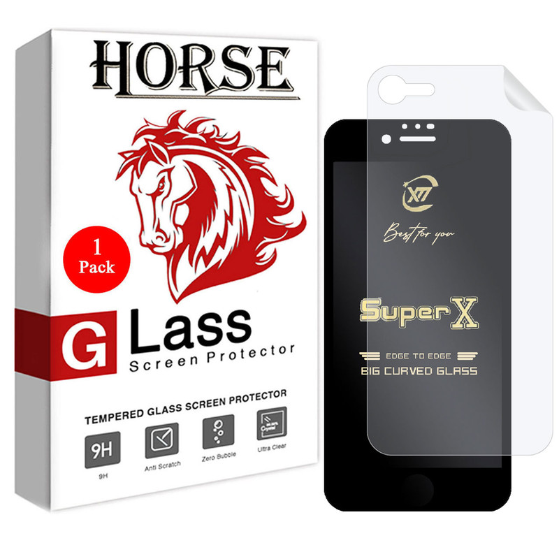 محافظ صفحه نمایش هورس مدل 2SXN مناسب برای گوشی موبایل اپل iPhone 8 به همراه محافظ پشت گوشی