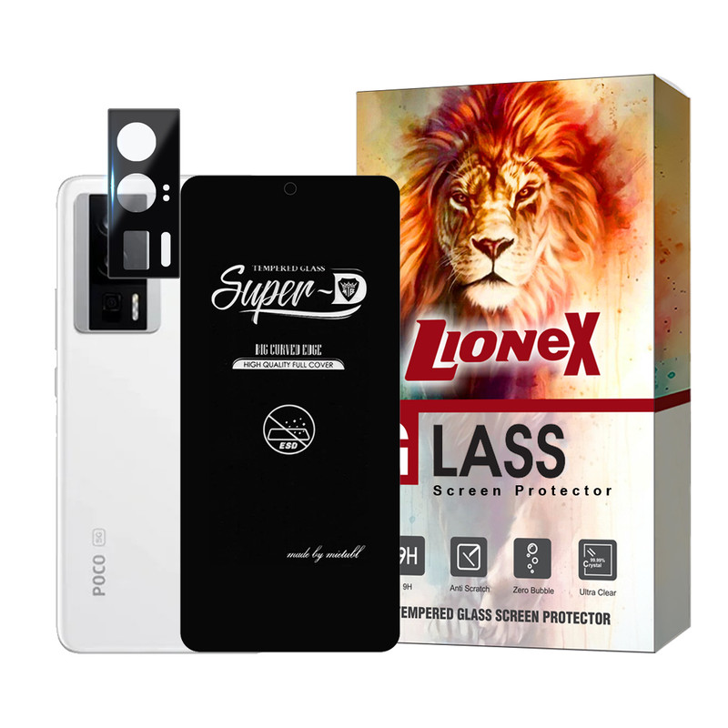محافظ صفحه نمایش لایونکس مدل SUPLNFULI مناسب برای گوشی موبایل شیائومی Poco F5 Pro / Redmi K60 / Redmi K60E / Redmi K60 Pro به همراه محافظ لنز گوشی