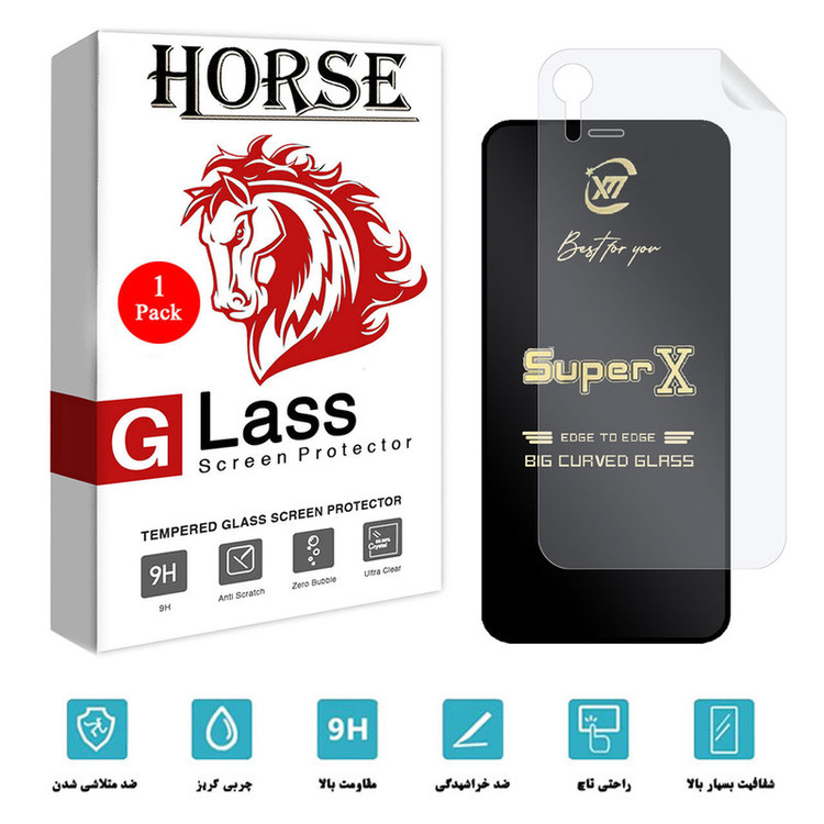 محافظ صفحه نمایش هورس مدل 2SXN مناسب برای گوشی موبایل اپل iPhone XR به همراه محافظ پشت گوشی