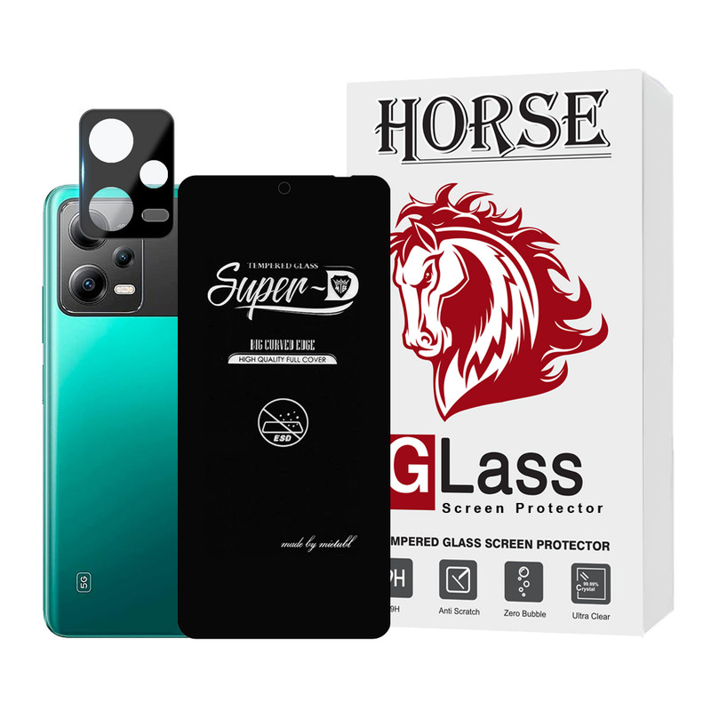 محافظ صفحه نمایش هورس مدل SUPLNFUHO مناسب برای گوشی موبایل شیائومی Redmi Note 12 5G / Poco X5 به همراه محافظ لنز گوشی