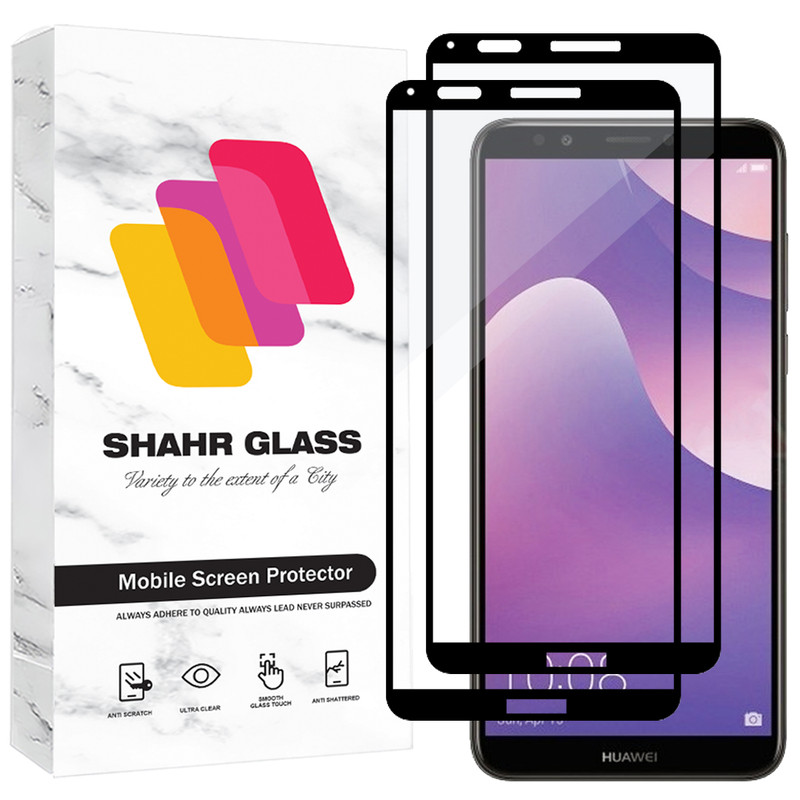محافظ صفحه نمایش شیشه ای شهر گلس مدل FUL2 مناسب برای گوشی موبایل هوآوی Y7 Prime 2018 / Y7 Pro 2018 / Y7 2018 بسته دو عددی