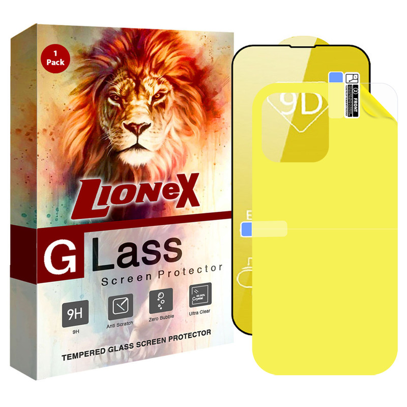 محافظ صفحه نمایش لایونکس مدل 2FN_14 مناسب برای گوشی موبایل اپل iPhone 14 به همراه محافظ پشت گوشی