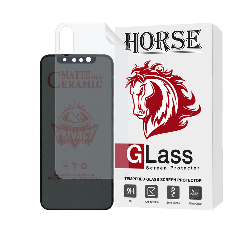 محافظ صفحه نمایش سرامیکی حریم شخصی هورس مدل CERPRIVNANOH مناسب برای گوشی موبایل اپل iPhone XS / X به همراه محافظ پشت گوشی