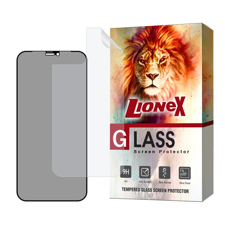 محافظ صفحه نمایش حریم شخصی لایونکس مدل FULLPRIVNANOL مناسب برای گوشی موبایل اپل iPhone 12 mini به همراه محافظ پشت گوشی