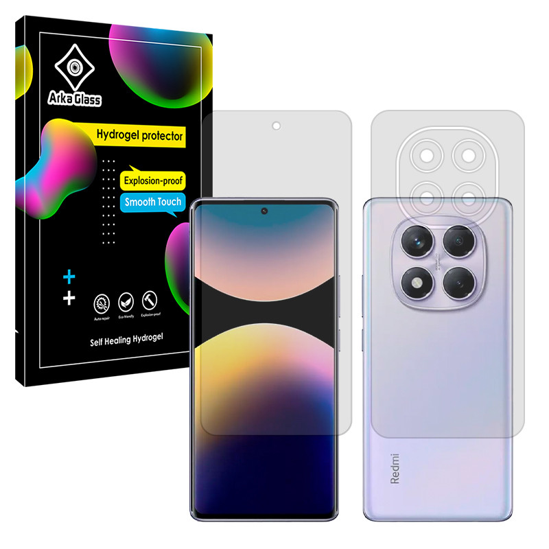 محافظ صفحه نمایش شفاف آرکا گلس مدل Tough مناسب برای گوشی موبایل شیائومی Redmi Note 14 Pro 4G به همراه محافظ پشت گوشی