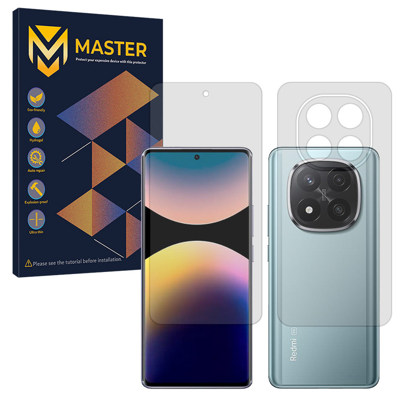 محافظ صفحه نمایش شفاف مستر مدل Resistant مناسب برای گوشی موبایل شیائومی Redmi Note 14 Pro Plus 5G به همراه محافظ پشت گوشی