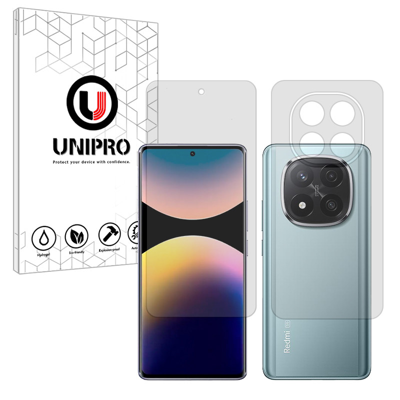 محافظ صفحه نمایش مات یونی پرو مدل 5 Star مناسب برای گوشی موبایل شیائومی Redmi Note 14 Pro Plus 5G به همراه محافظ پشت گوشی