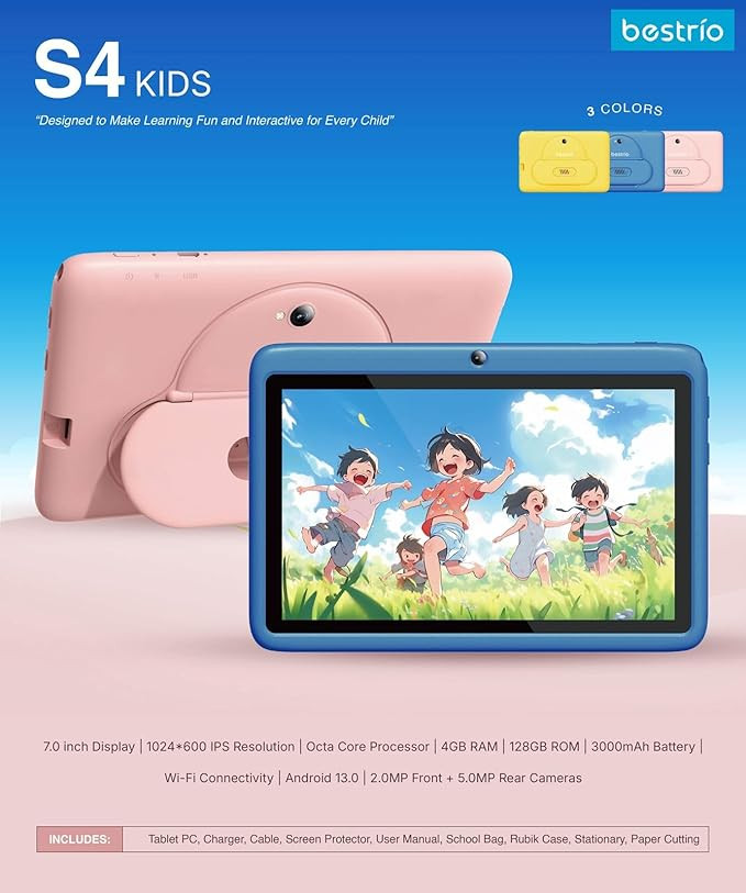 تبلت کودک 7اینج 128 گیگ رام 4+4 مدل Tablet bestrio S4