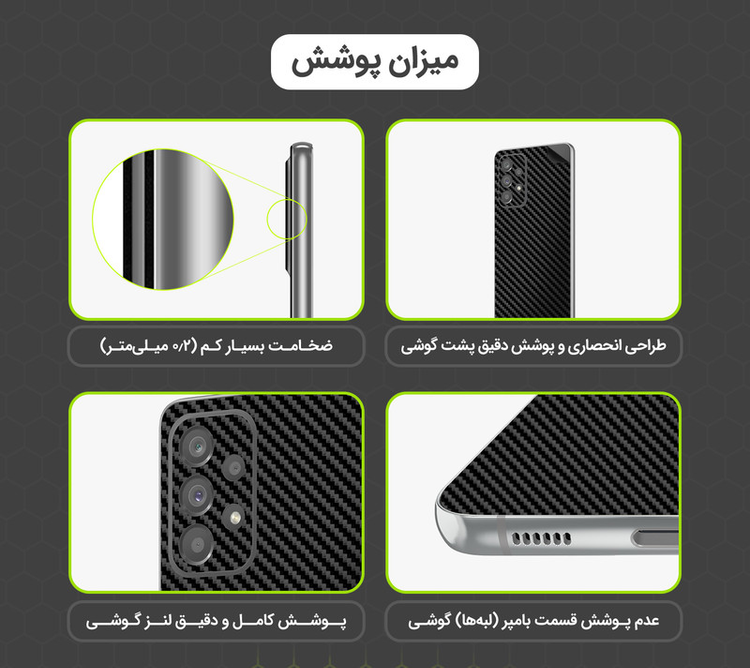 برچسب پوششی مولتی نانو طرح کربن مدل X-F1C مناسب برای گوشی موبایل سامسونگ Galaxy S23 FE