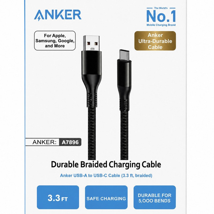 کابل تبدیل USB-A به USB-C انکر مدل A7896 طول 1 متر