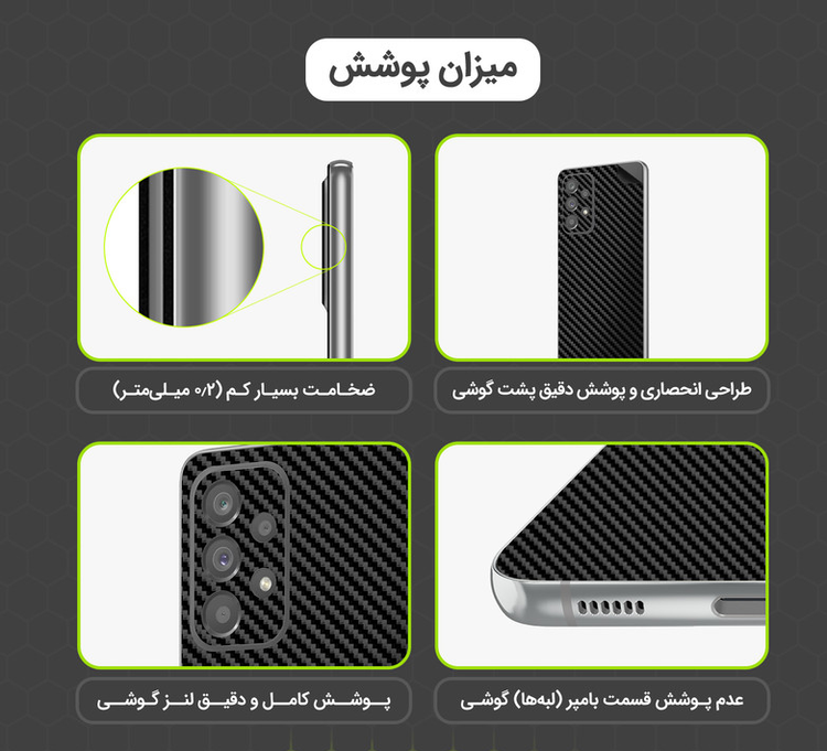 برچسب پوششی طرح کربن مولتی نانو D`HARDمدل X-F1C مناسب برای گوشی موبایل شیائومی Redmi Note 13 4G