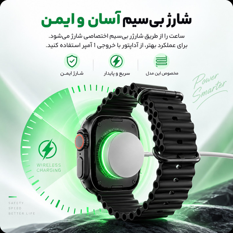 ساعت هوشمند 49 میلی متری مدل ULTRA با بند سیلیکونی به همراه هندزفری بلوتوثی